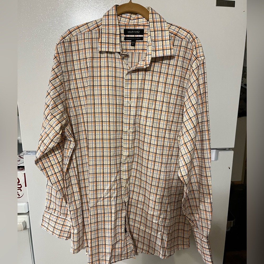 Murano European Fabric Men’s Button-Down Long Sleeve Shirt XL Retro Print Multi